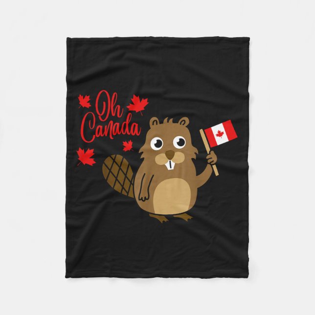 Happy Canada Day Shirt Funny Canadian Groundhog Fl Fleece Blanket (Front)