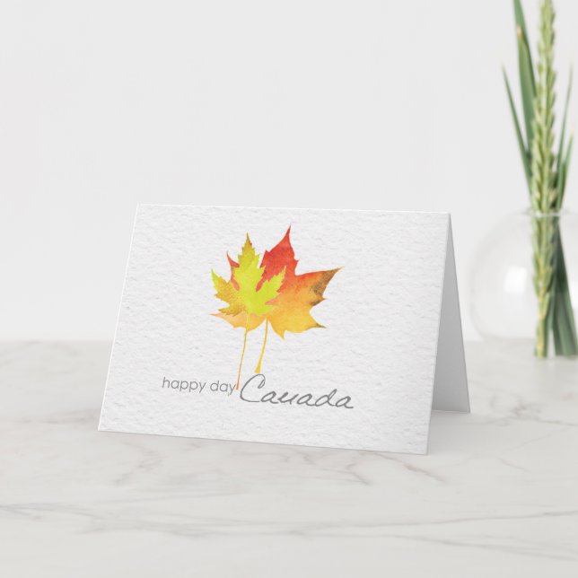 Happy Canada Day watercolor maple leaf Card (Front)