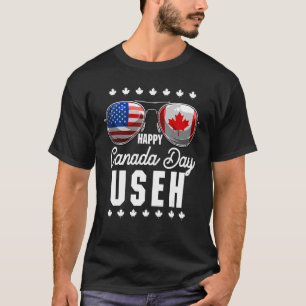 Happy Canada Day With Canada & Us Flag Glasses Use T-Shirt