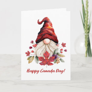Happy Canada Day with Whimsical Gnome Maple Leaf Card
