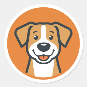 Happy Canine Circle Classic Round Sticker