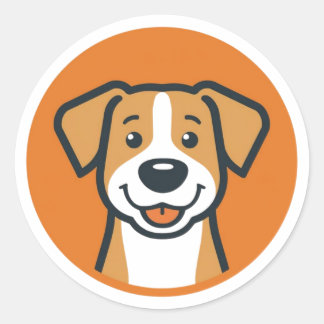 Happy Canine Circle Classic Round Sticker