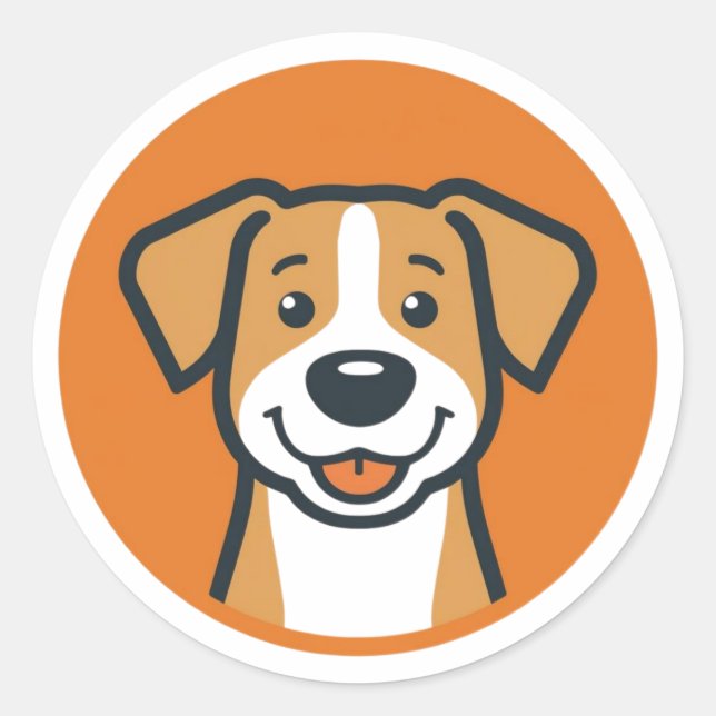 Happy Canine Circle Classic Round Sticker (Front)