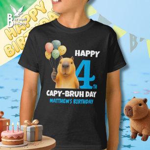HAPPY CAPPY BRUH DAY Custom 4th Birthday Capybara T-Shirt