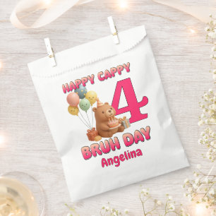 HAPPY CAPPY BRUH DAY Custom Capybara 4th Birthday Favour Bags