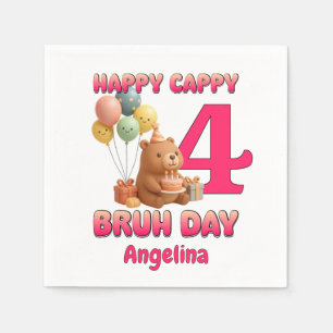 HAPPY CAPPY BRUH DAY Custom Capybara 4th Birthday Napkin