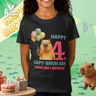 HAPPY CAPPY BRUH DAY Custom Capybara 4th Birthday T-Shirt