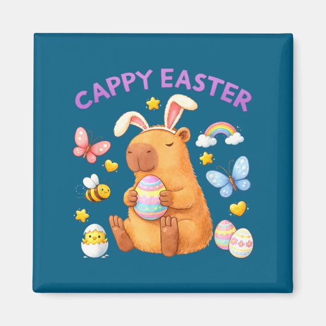 Happy cappy easter capybara spring kids teachersHa Magnet (Front)