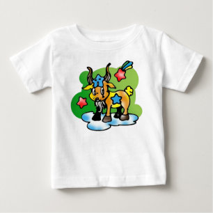 Happy Capricorn Goat with red and blue stars Baby T-Shirt