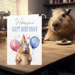 Happy Capy Birthday Capybara  Card<br><div class="desc">This design may be personalised by choosing the Edit Design option. You may also transfer onto other items. Contact me at colorflowcreations@gmail.com or use the chat option at the top of the page if you wish to have this design on another product or need assistance. See more of my designs...</div>