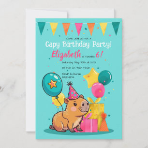 Happy Capy Birthday Capybara Invitation Colourful