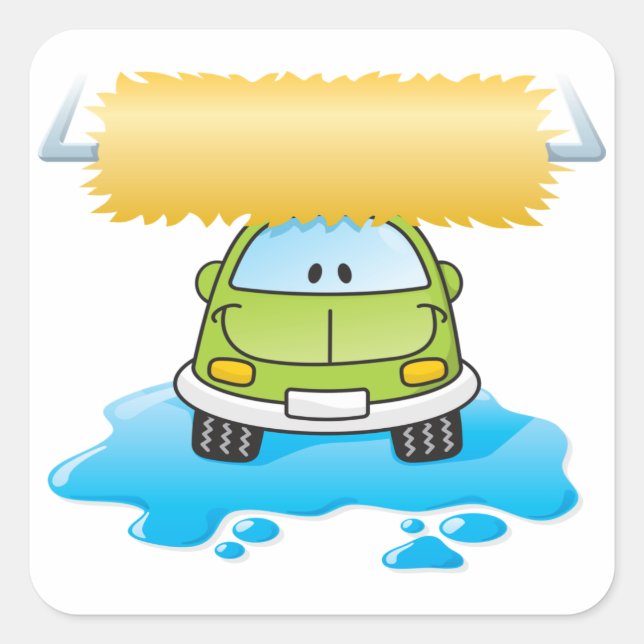 Happy Car Wash Square Sticker (Front)