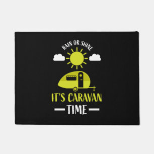 happy caravan camping trip doormat
