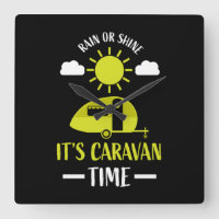 happy caravan camping trip