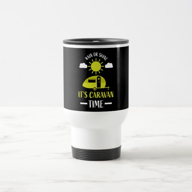 happy caravan camping trip travel mug (Center)