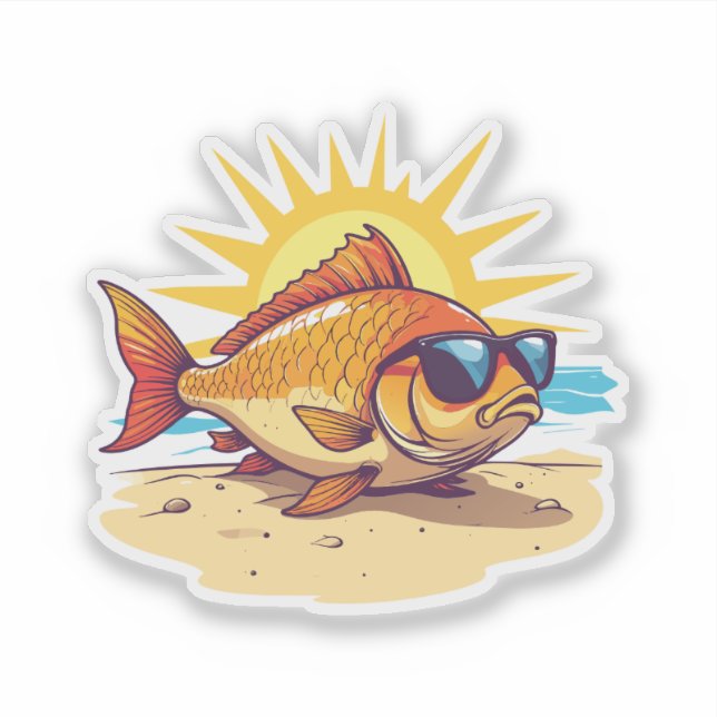 Happy Carp sun bathing on the beach (Front)