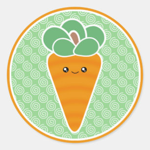 Happy Carrot Kawaii Classic Round Sticker