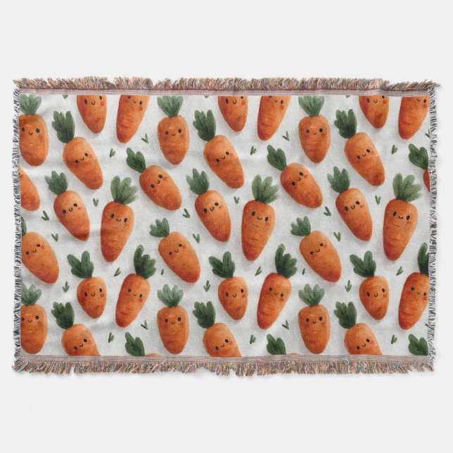 Happy Carrots Throw Blanket (Front)