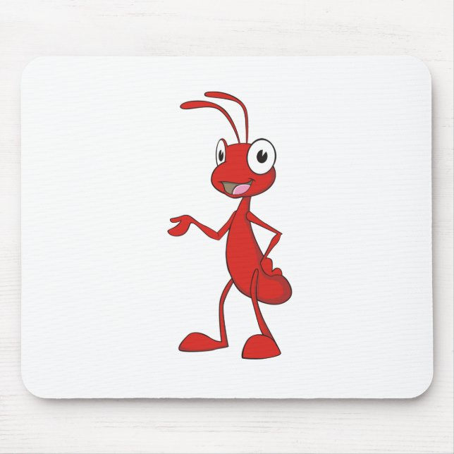 Happy Cartoon Ant Mouse Mat (Front)