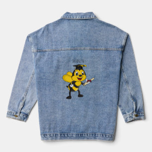Happy cartoon bee graduation denim jacket