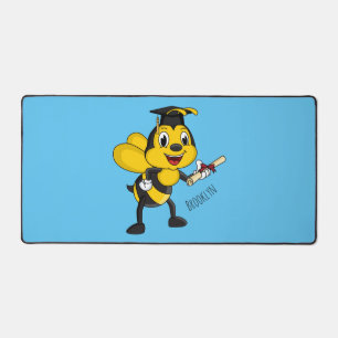 Happy cartoon bee graduation desk mat