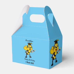 Happy cartoon bee graduation favour box