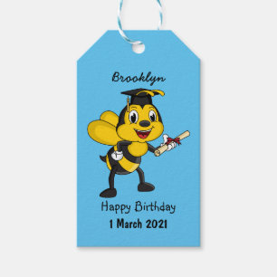Happy cartoon bee graduation  gift tags