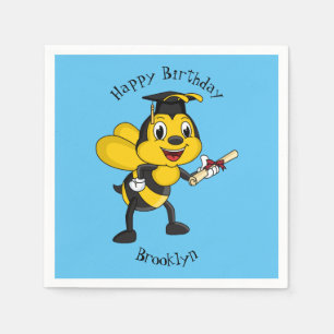 Happy cartoon bee graduation napkin