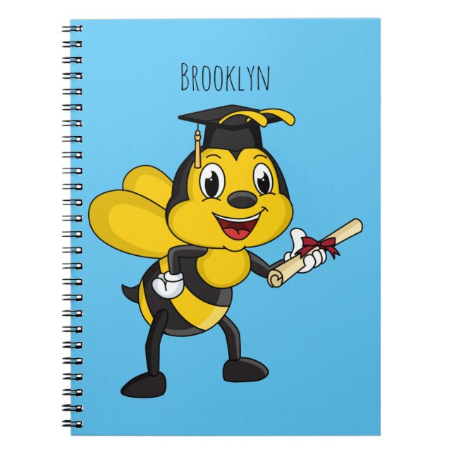 Happy cartoon bee graduation notebook (Front)