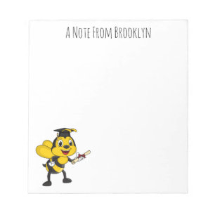Happy cartoon bee graduation notepad