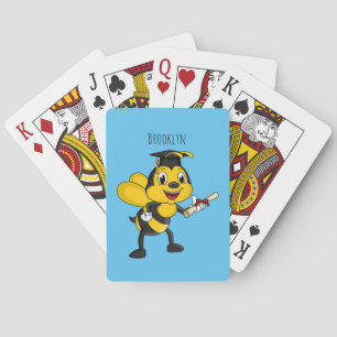 Happy cartoon bee graduation playing cards