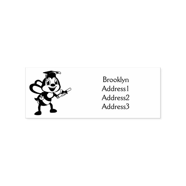 Happy cartoon bee graduation rubber stamp (Imprint)