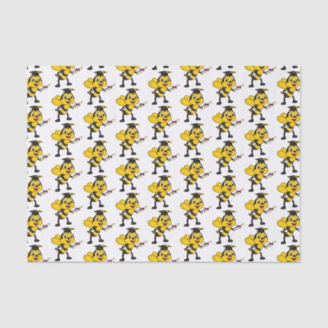 Happy cartoon bee graduation tissue paper (Front)