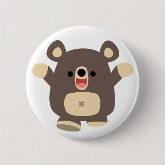 Happy Cartoon Black Bear button badge