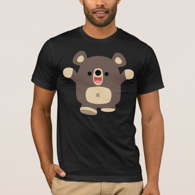 Happy Cartoon Black Bear T-shirt (Front)