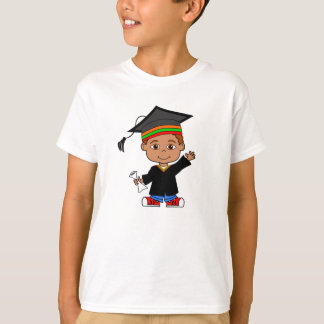 Happy Cartoon Boy Wearing Cap and Gown T-shirt