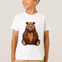 Happy Cartoon Brown Bear Sitting Smiling