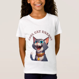 Happy Cartoon Cat With Blue Eyes Cute Pet T-Shirt