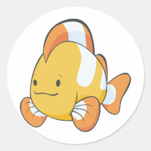 Happy Cartoon Clownfish Classic Round Sticker