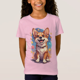 Happy Cartoon Corgi Dog T-Shirt