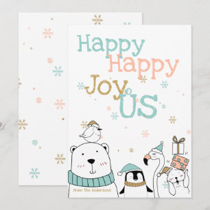 Happy Cartoon Critters Christmas Invitation