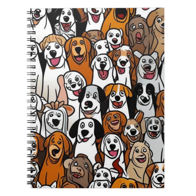 Happy Cartoon Dogs Notebook (Front)