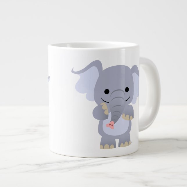 Happy Cartoon Elephant Jumbo Mug (Front Right)