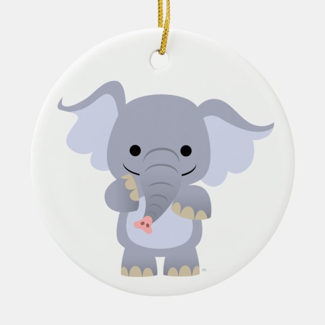 Happy Cartoon Elephant Ornament (Front)