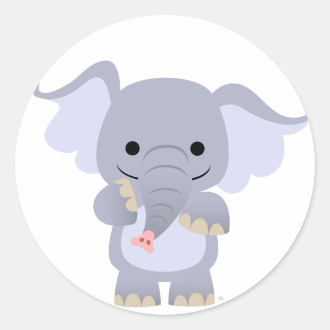 Happy Cartoon Elephant Sticker (Front)