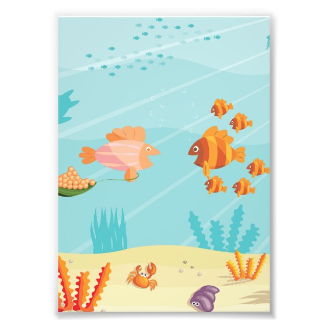 Happy Cartoon Fish Families Photo Print (Front)