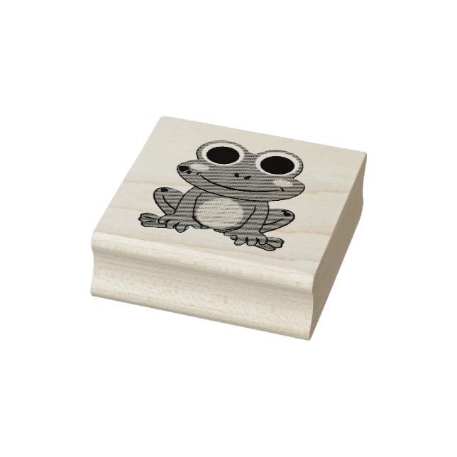 Happy Cartoon Frog Rubber Stamp (Stamp)