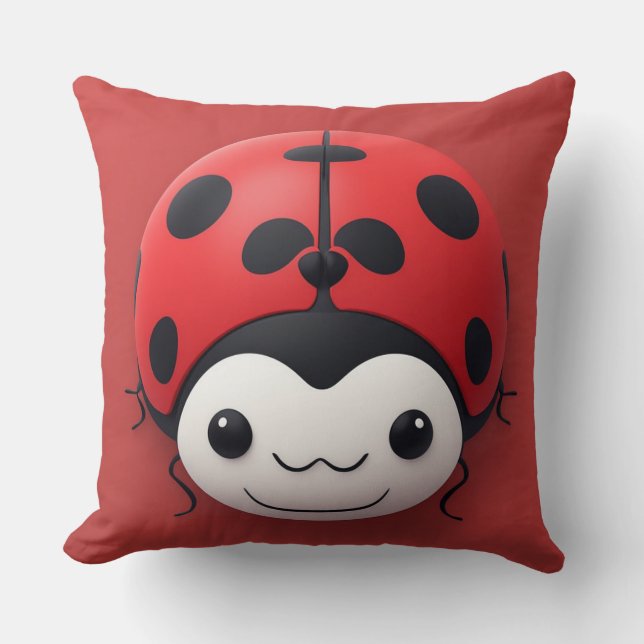 Happy Cartoon Ladybug nursery decor Cushion (Front)