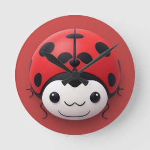 Happy Cartoon Ladybug nursery decor Round Clock