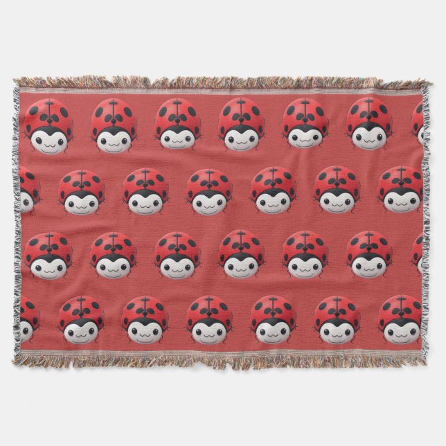 Happy Cartoon Ladybug nursery decor Throw Blanket (Front)
